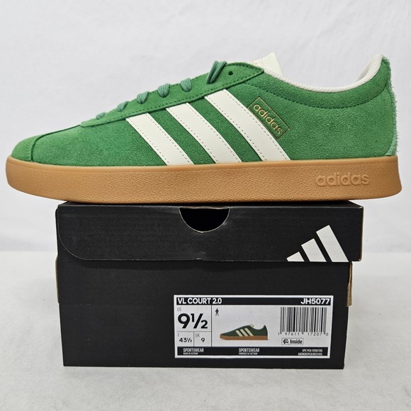 adidas Other - Adidas VL Court 2.0 Casual Sneakers JH5077 Green Suede Gum Sole Men Size 9.5